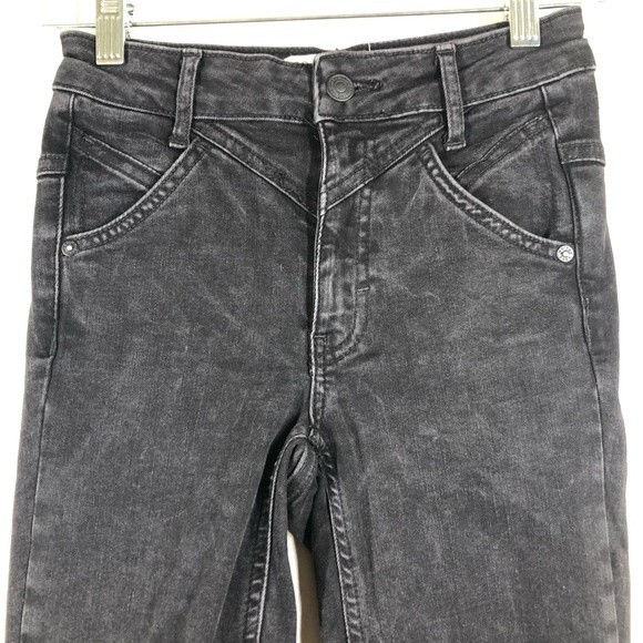 Free People Riley Seamed Skinny Jeans High Rise Washed Black 24 - Picture 3 of 9